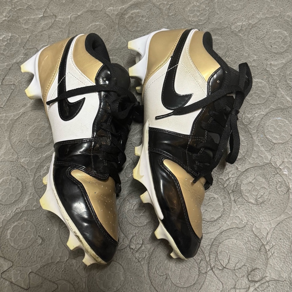 Jordan 1 Low Black and Gold Football Cleats
